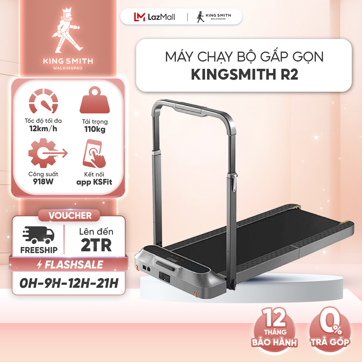 Máy chạy bộ taị nhà Xiaomi KingSmith R2 - Bản Quốc Tế - 2 chế độ tập luyện - BH 12 Tháng - Miễn phí VC - Gấp gọn thông minh