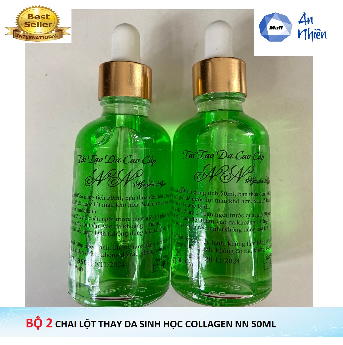 [Mùi Bạc Hà] Bộ 2 Nước Lột Thay Da Sinh Học Collagen 3D NN 50ml - Mẫu mới