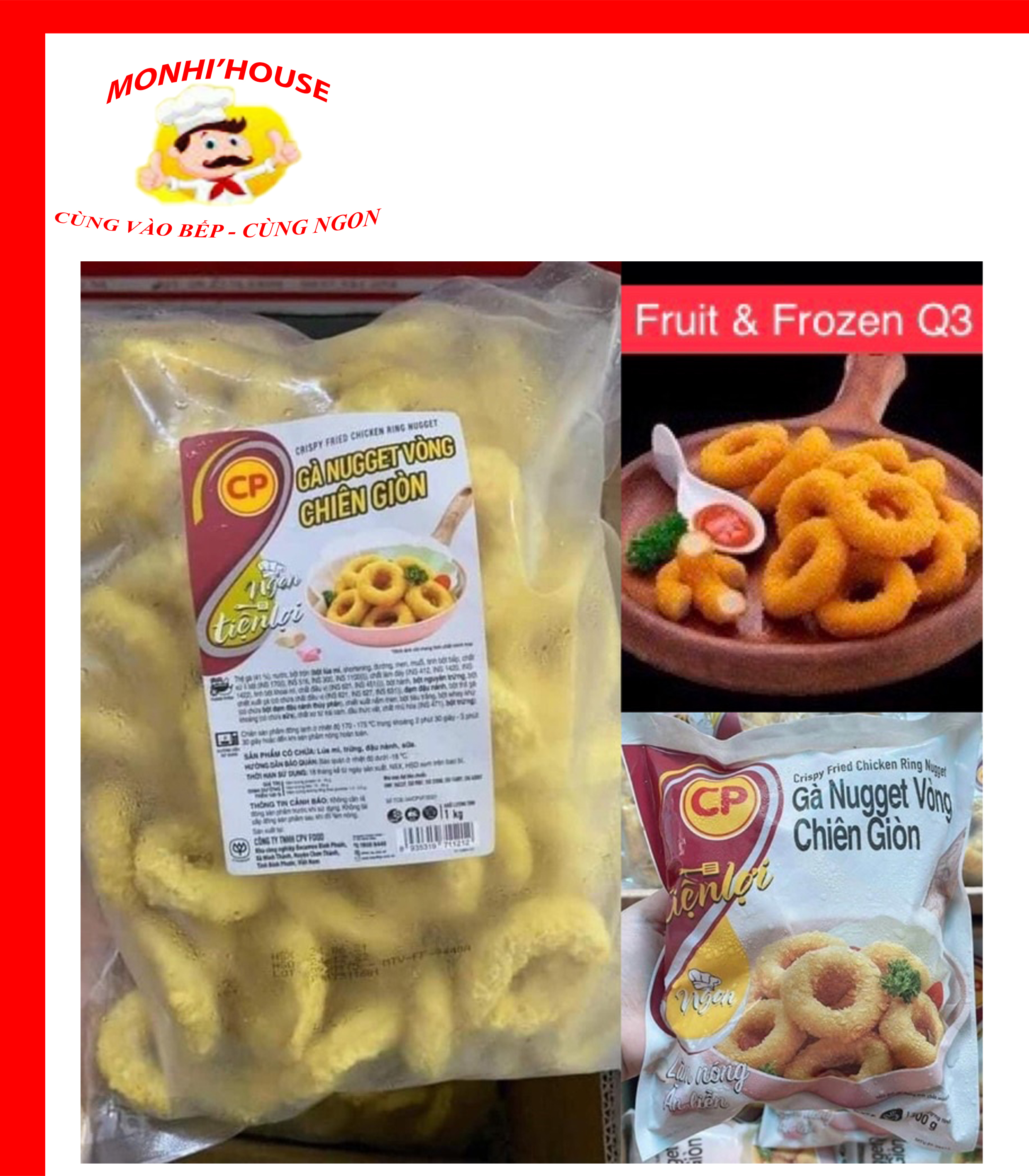 1Kg Gà Nugget Vòng Chiên Giòn Cp/ gói 300g