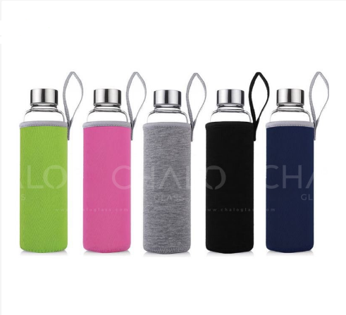 CHAI THUỶ TINH CHỊU NHIỆT NẮP INOX 550ML - BỌC XỐP CÁCH NHIỆT, CHAI THUỶ TINH ĐỰNG NƯỚC ÉP, CHAI ĐỰNG SỮA, CHAI ĐỰNG NƯỚC ĐA NĂNG
