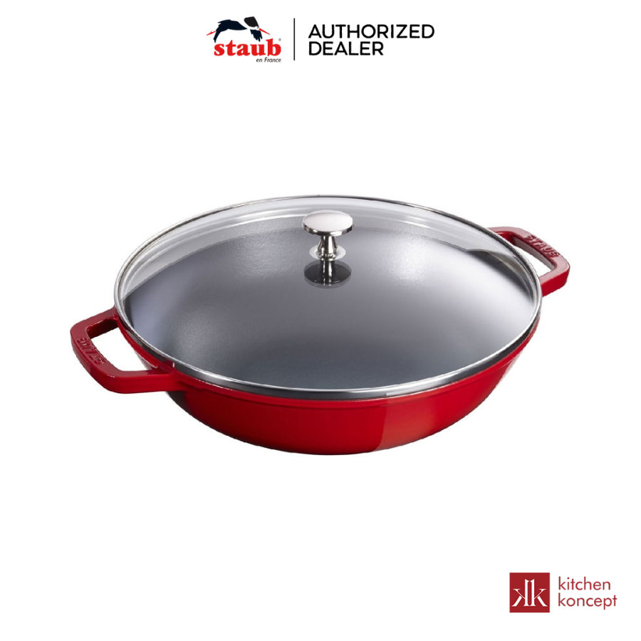 Staub - chảo wok - 29cm đỏ/ xanh đen