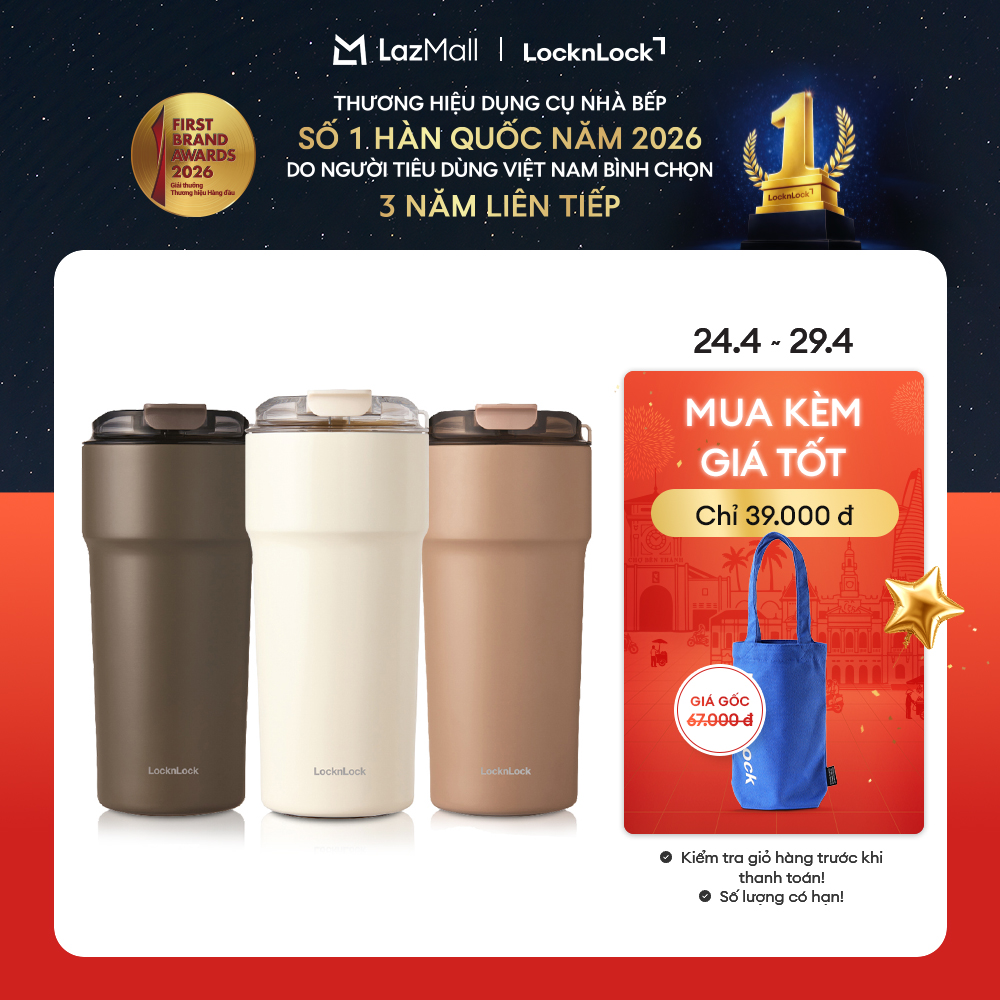 Bình giữ nhiệt LockLock Metro Cafe LHC4357 dung tích 500ml - Màu đen / Màu chocolate / Màu ngà