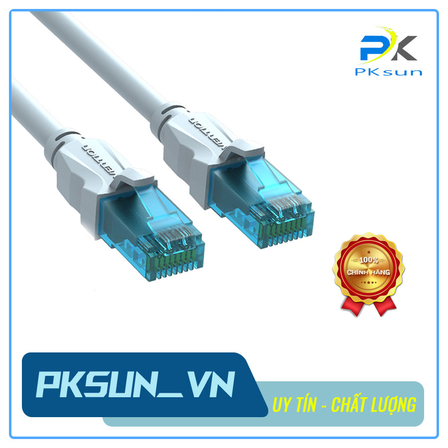 Dây cáp mạng đúc sẵn hai đầu CAT5 chuẩn RJ45 Enthernet Vention 1.5M đến 30M - Hàng chính hãng, pksun