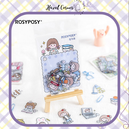 Set 40c sticker Rosy Posy dễ thương nhiều hình theo chủ đề Hazel Corner