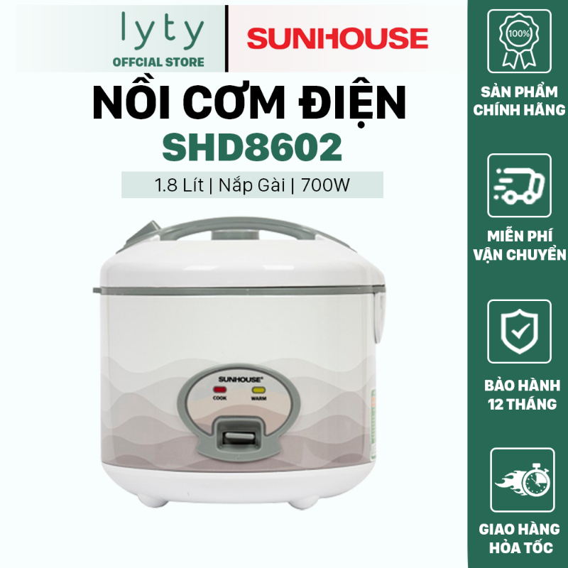 Nồi cơm điện sunhouse 1.8 lít shd8602 - bảo hành 12 tháng toàn quốc