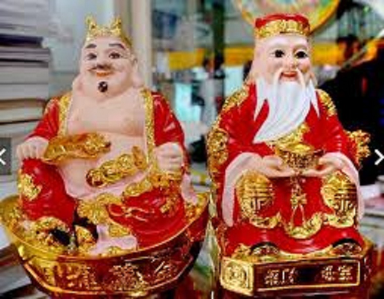 Bộ tượng hai ông Thần Tài Thổ Địa áo đỏ-Nhiều cỡ