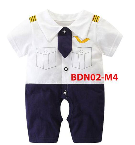 Bộ áo liền quần ngắn tay dễ thương cho bé 0 - 12 tháng BDN02