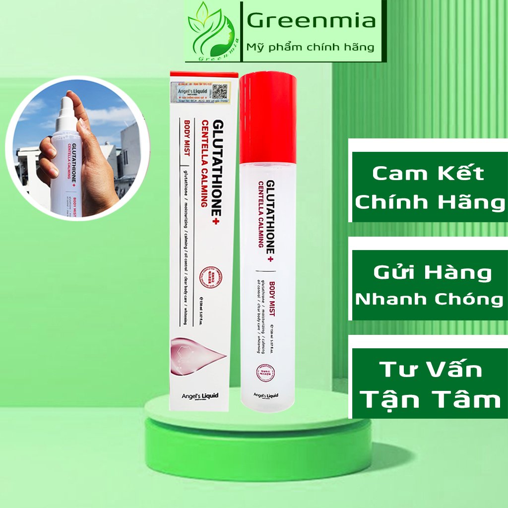 Xịt Giảm Mụn Lưng Ngực Body Chân Tay Dưỡng Trắng Angel's Liquid Glutathione Plus Centella Calming Body Mist 150ml