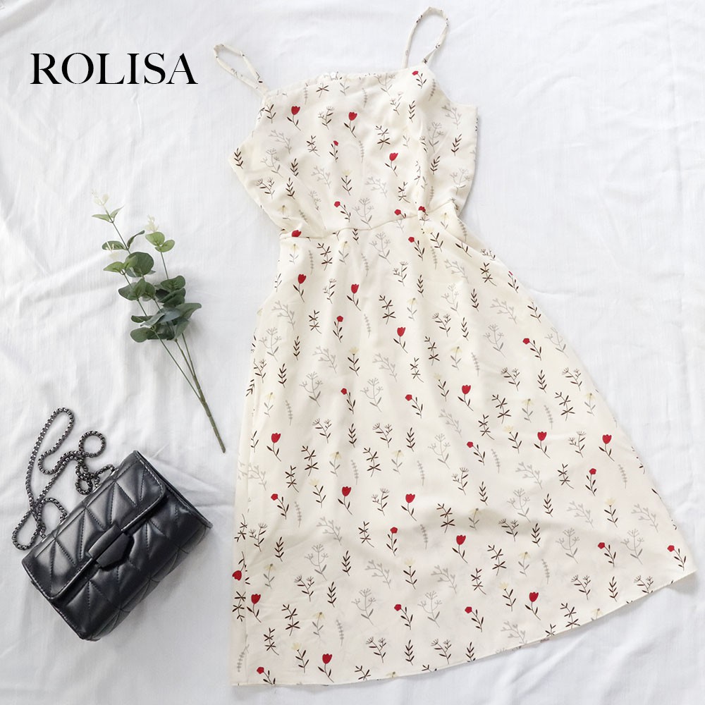 Đầm váy hai dây hoa nhí dễ thương xinh xắn rolisa rd003