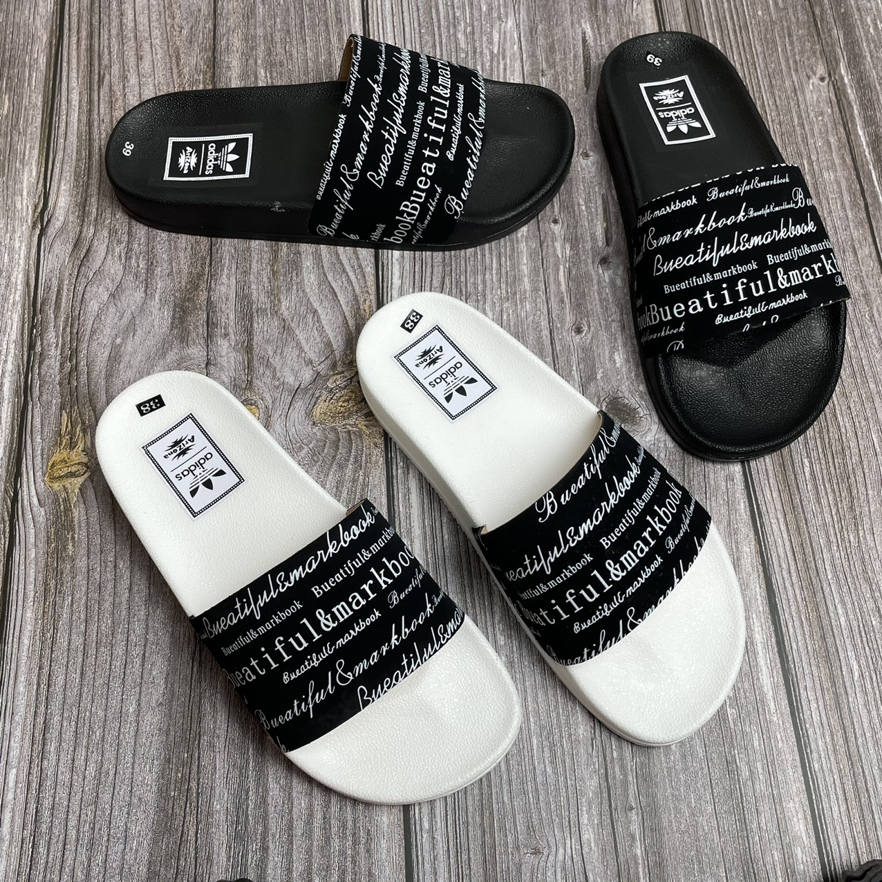 ⚡top bán chạy⚡ dép nam nữ quai ngang quai da có 2 màu lựa chọn