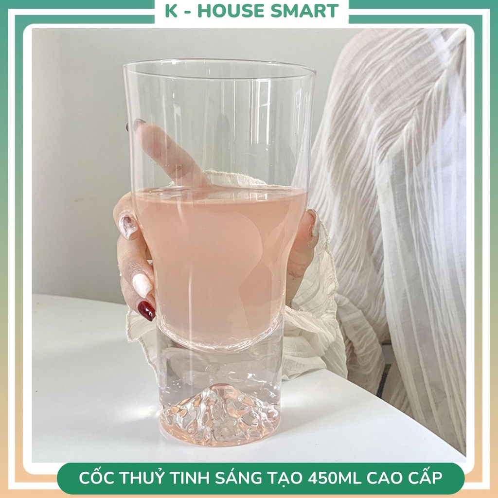 Cốc thuỷ tinh hình núi Phú Sĩ 500ml, ly thuỷ tinh lớn sáng tạo độc đáo Khousesmart