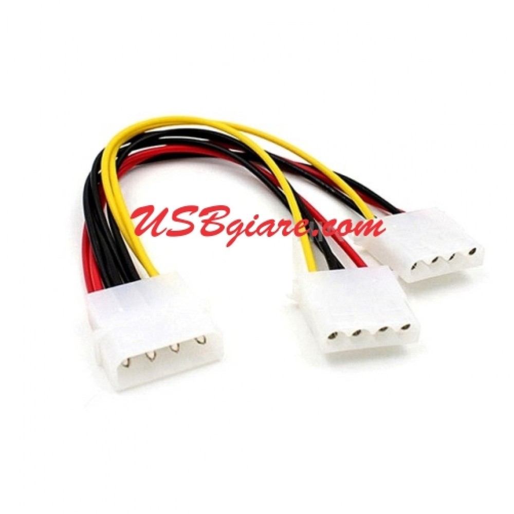 Cáp nguồn 4 pin molex đực ra 2 4 pin molex cái