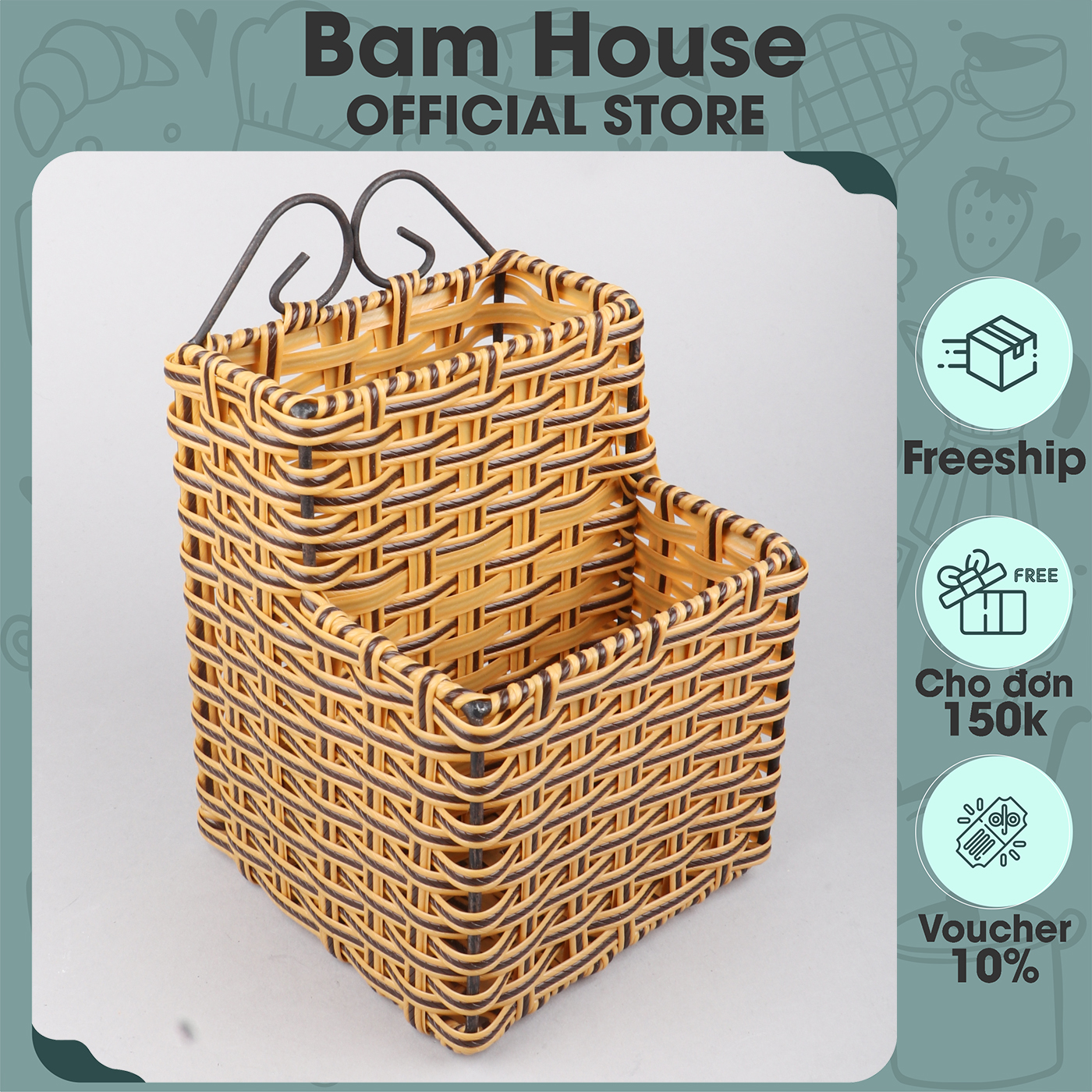 Ống đựng muỗng đũa nhựa mây dạng vuông cao cấp OD02 – Bam House được làm từ chất liệu nhựa giả mây cao cấp từ đó tạo nên tính sang trọng và lịch sự