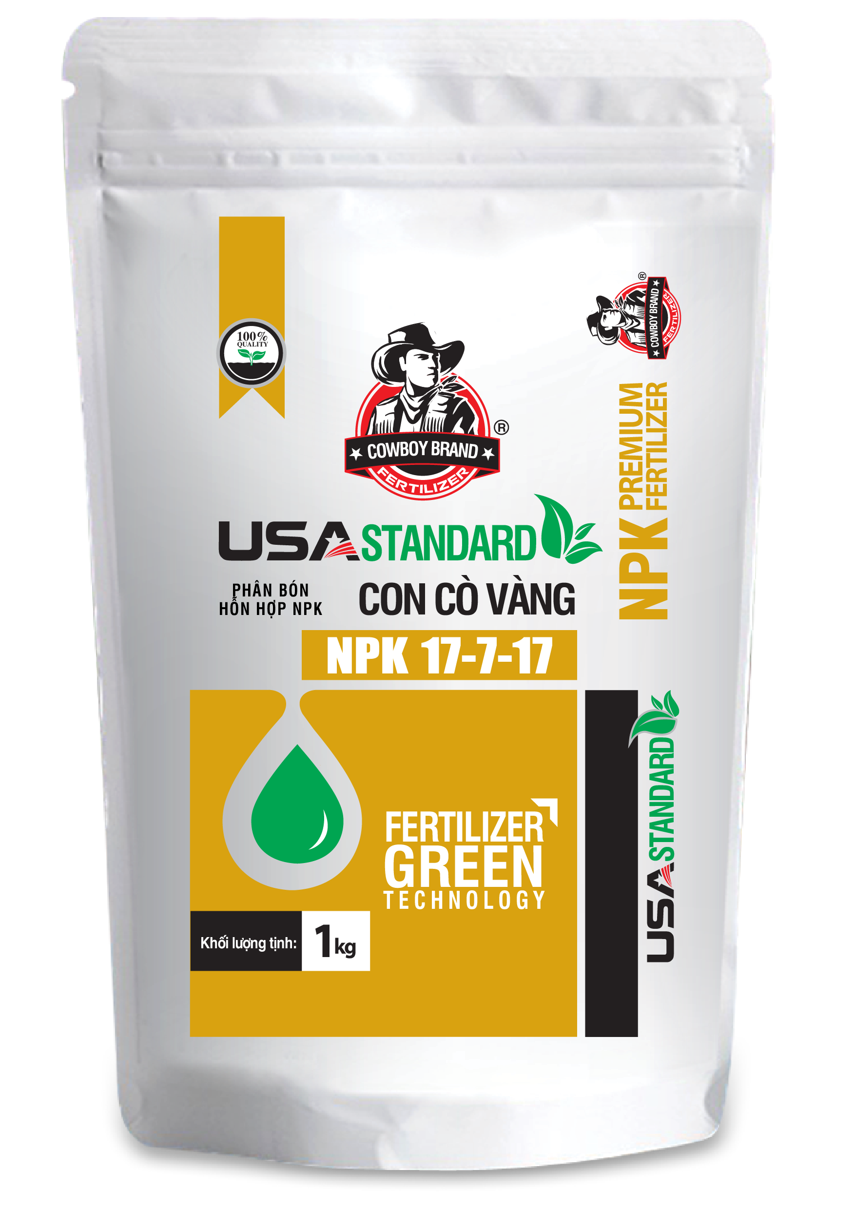 Phân bón cho nuôi cây ăn củ - Sử dụng cho cây ăn củ,cây ăn quả - NPK Cowboy 17-7-17 CCV