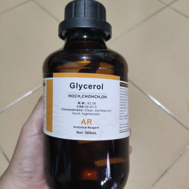 Glycerol tinh khiết chai thủy tinh 500ml chất dẫn mực, pha mực