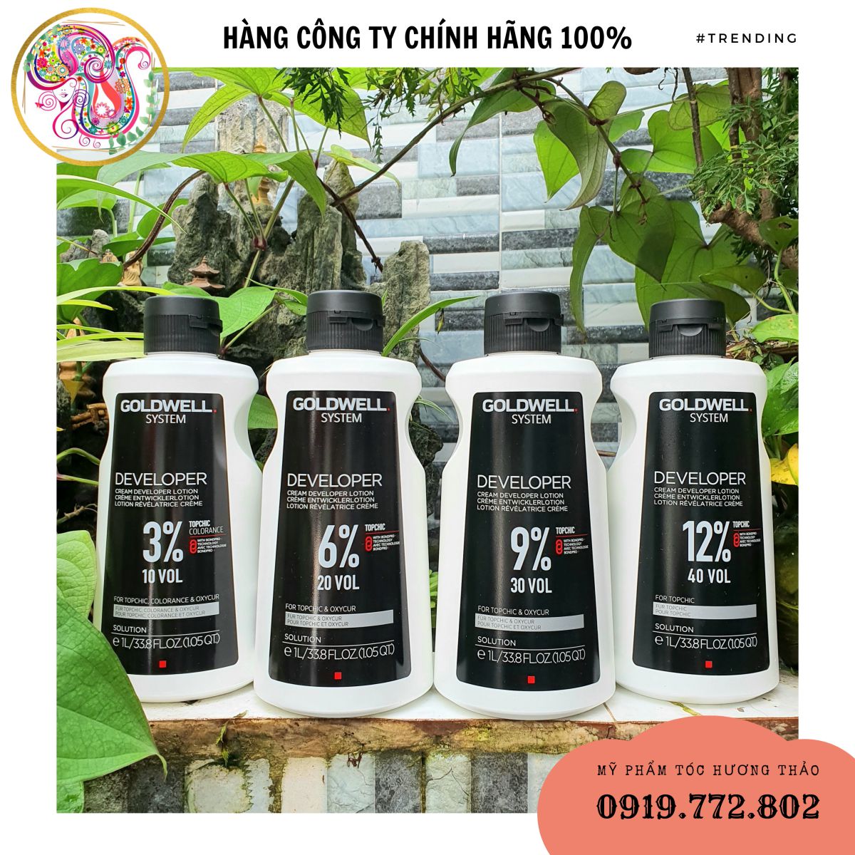 Kem oxy dung môi pha màu nhuộm topchic oxy goldwell 1000ml