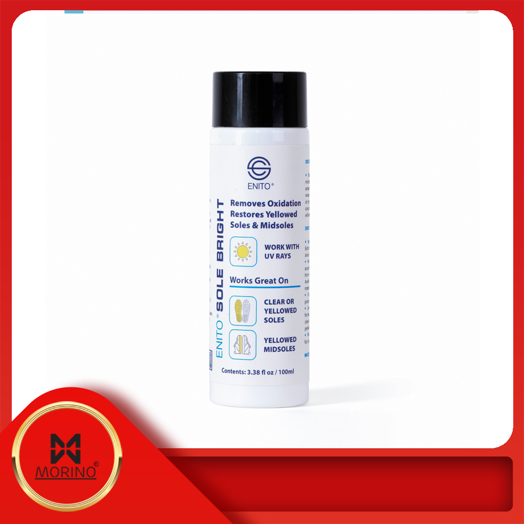Dung dịch tẩy ố vàng ENITO Sole Bright -Dung tích 100ml - Dễ dàng tẩy ố vàng trên đế giày chất liệu icy, boost, nhựa, cao su do bị oxy hoá lâu ngày. Mang lại sức sống mới cho đôi giày của bạn.