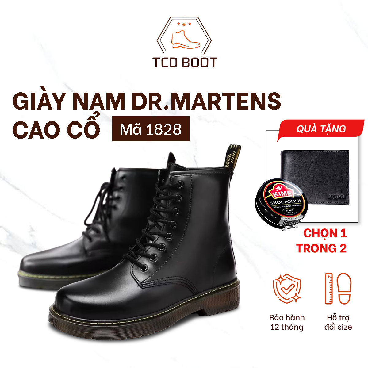 Giày Nam Dr.Martens Cao Cổ Da Sít Chống Nhăn, Giày Da Nam Kiểu Dáng Công Sở Cao Cấp Mã 1828 - Xưởng Giày Chelsea Boot