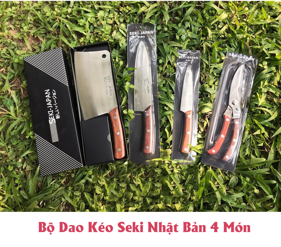 Bộ dao kéo seki nhật , bộ dao kéo nhật - bộ dao kéo seki nhật bản 4 món - bộ dao kéo seki nhật nội địa - bền đẹp, không han rỉ, không phản ứng với thực phẩm.