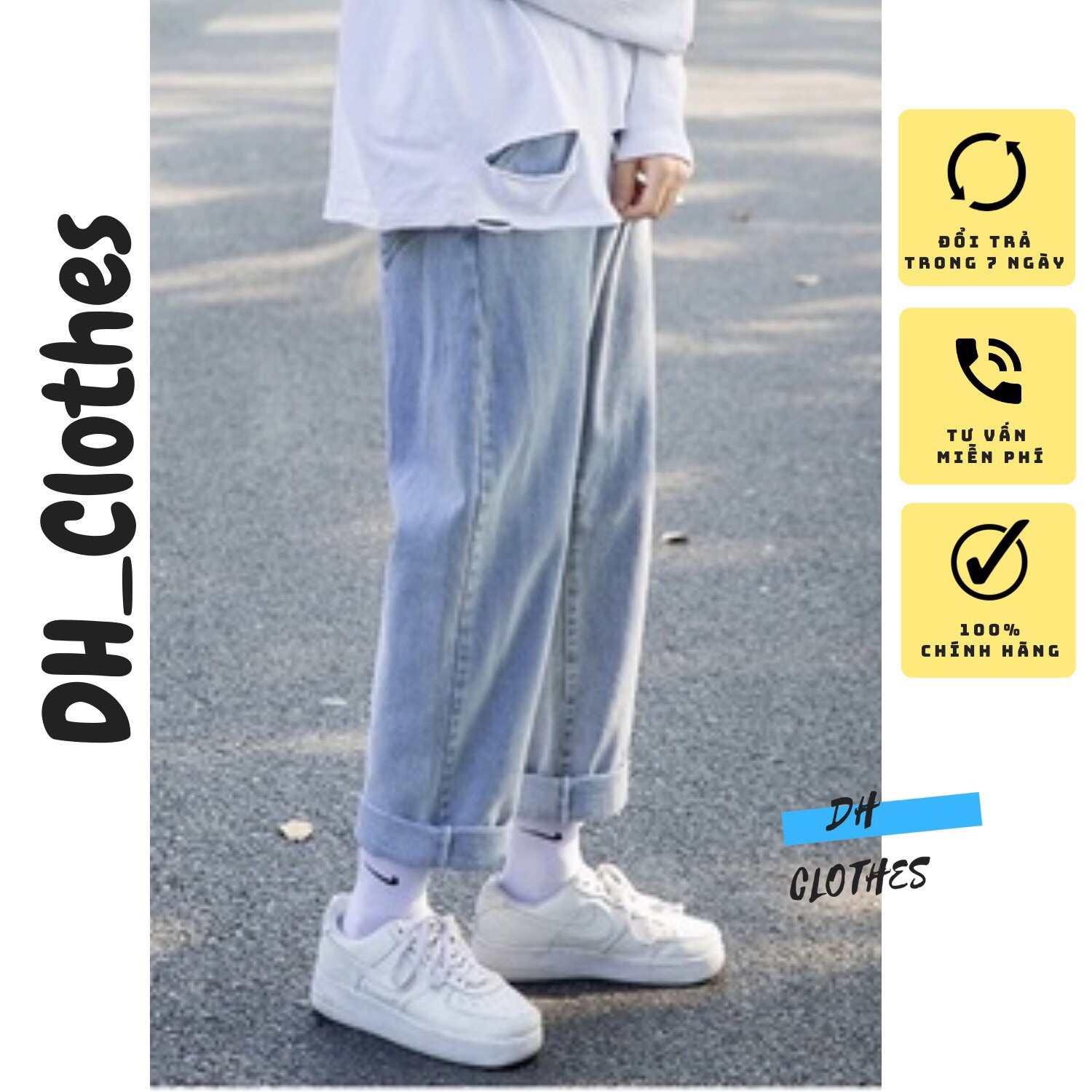 Quần jeans Baggy rộng , Quần jean trơn ống suông, rộng nam (Dh clothes Q4 ) - HÀNG CAO CẤP LOẠI 1- Kèm ảnh thật