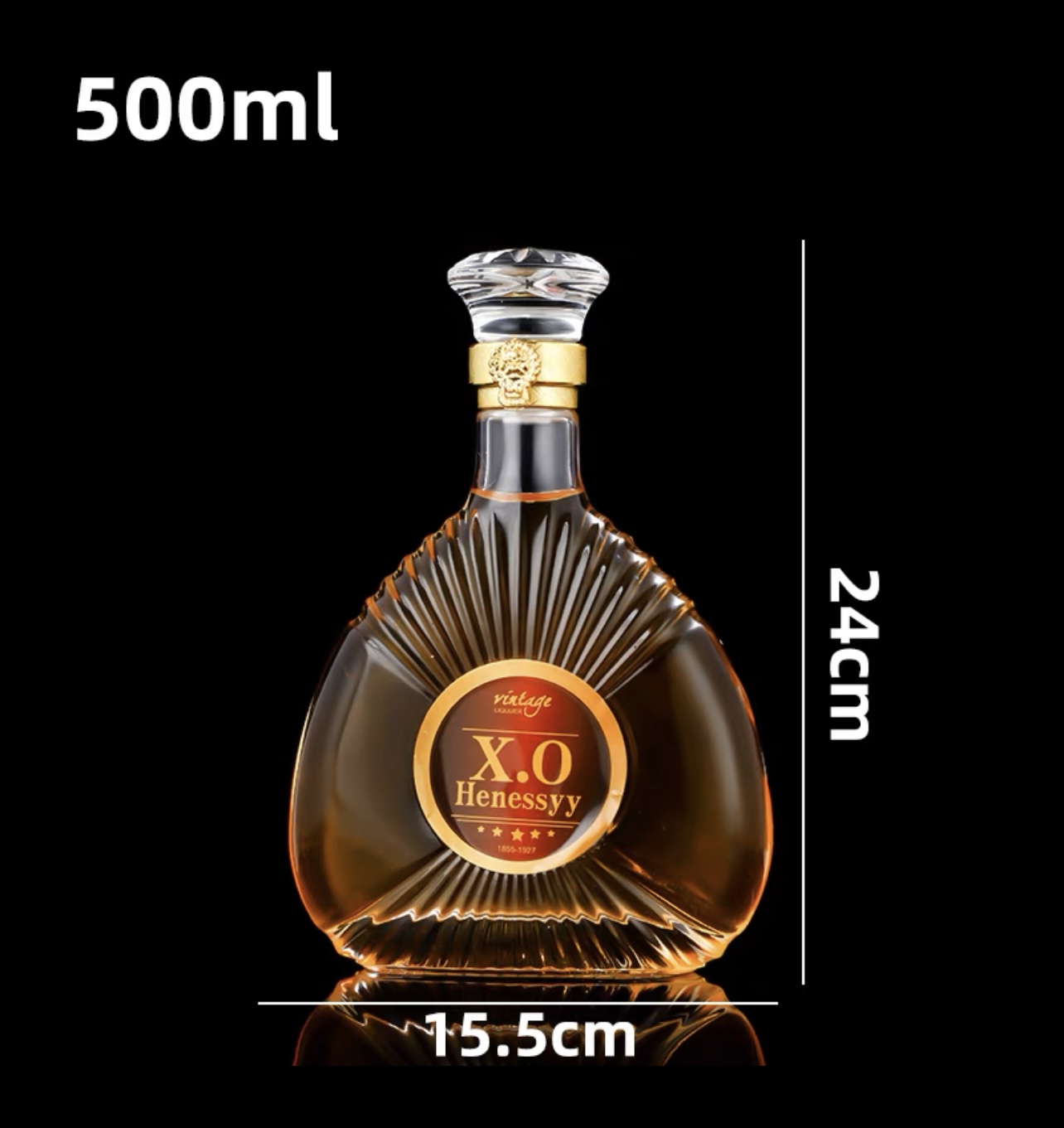 Vỏ bình thủy tinh xo đựng rươu 500ml, chai xo tam giác sang trọng