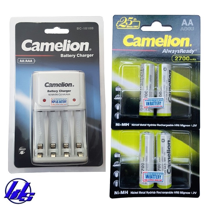 Bộ sạc camelion bc-1010b kèm 4 pin sạc aa 2700mah alwaysready