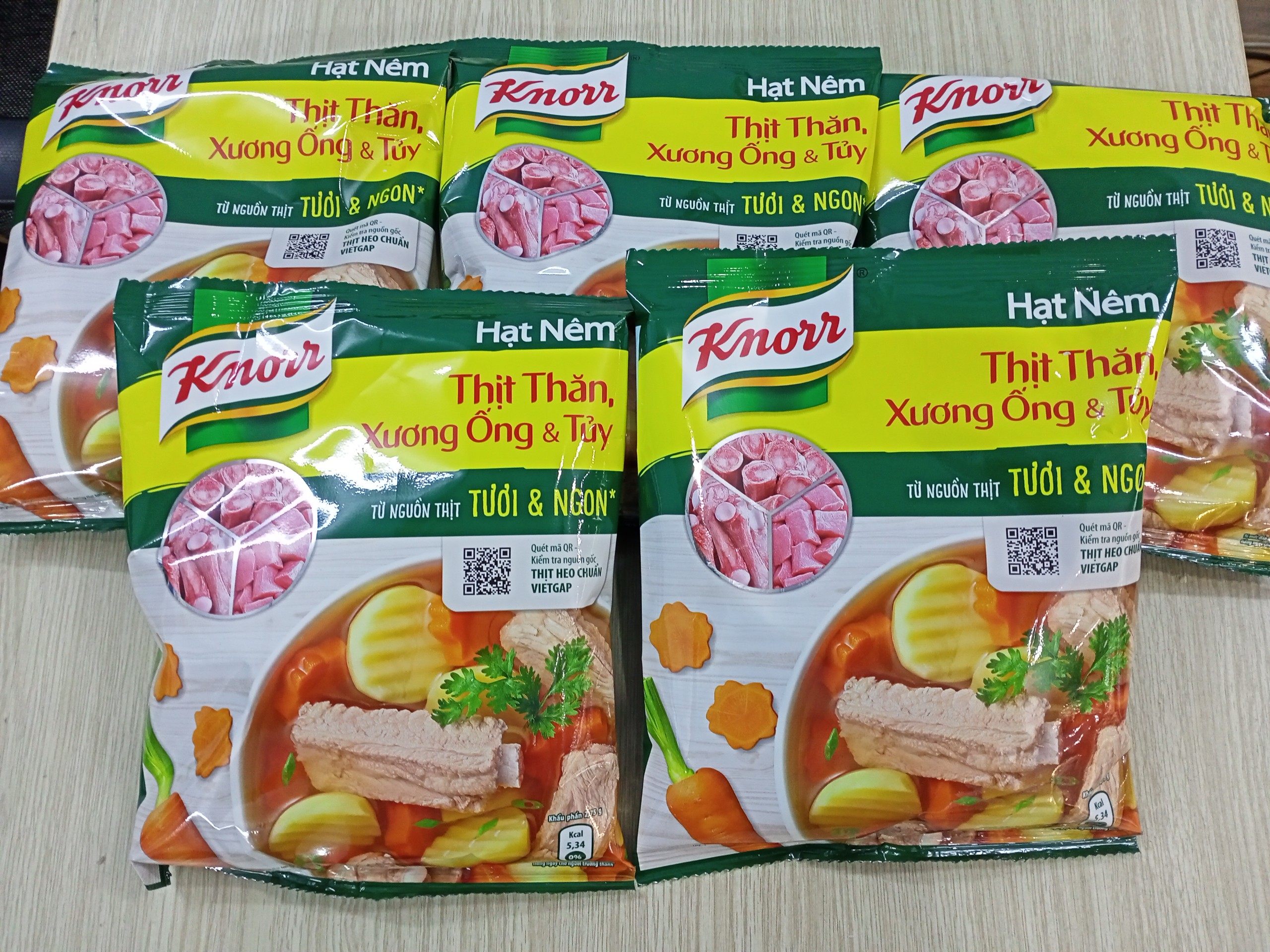 Combo 5 bịch Hạt nêm thịt thăn, xương ống, tủy Knorr gói 400g