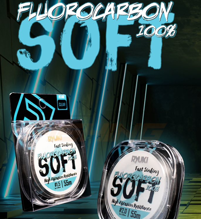Dây Câu RYUKI Fluorocarbon Soft 55m, cước thẻo câu đài , cước câu cá chính hãng