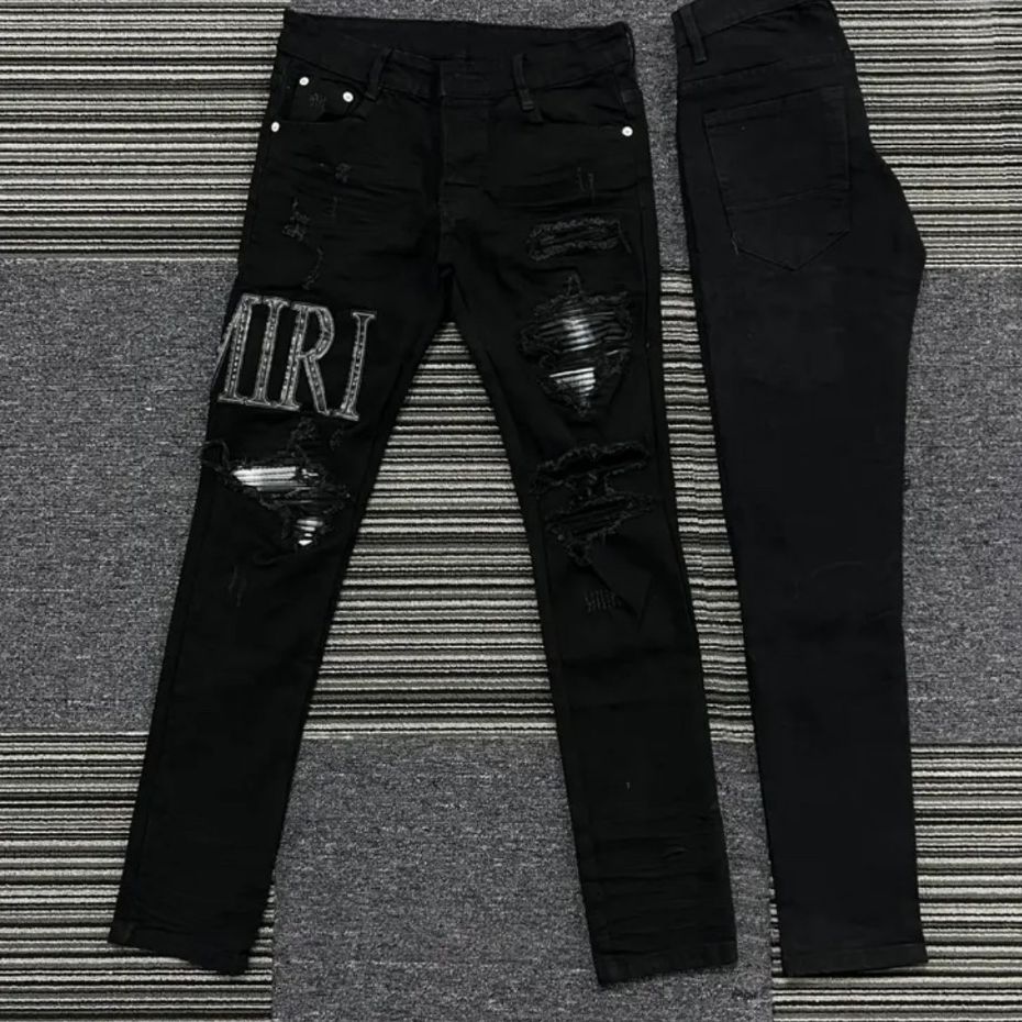  Quần jean nam rách gối  co giãn 4 chiều chất vải bò cao cấp phối chữ amiri cá tính trẻ trung-ATC77 SHOP 