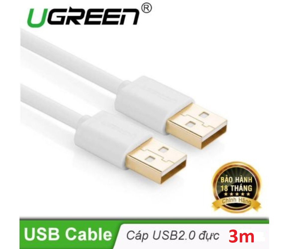 Cáp usb hai đầu đực mạ vàng dài 3m ugreen 30135 cao cấp