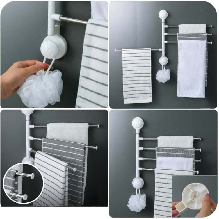 Giá treo khăn nhà tắm Inox chắc chắn| Thanh treo khăn dán tường xoay 180 độ| lotishop
