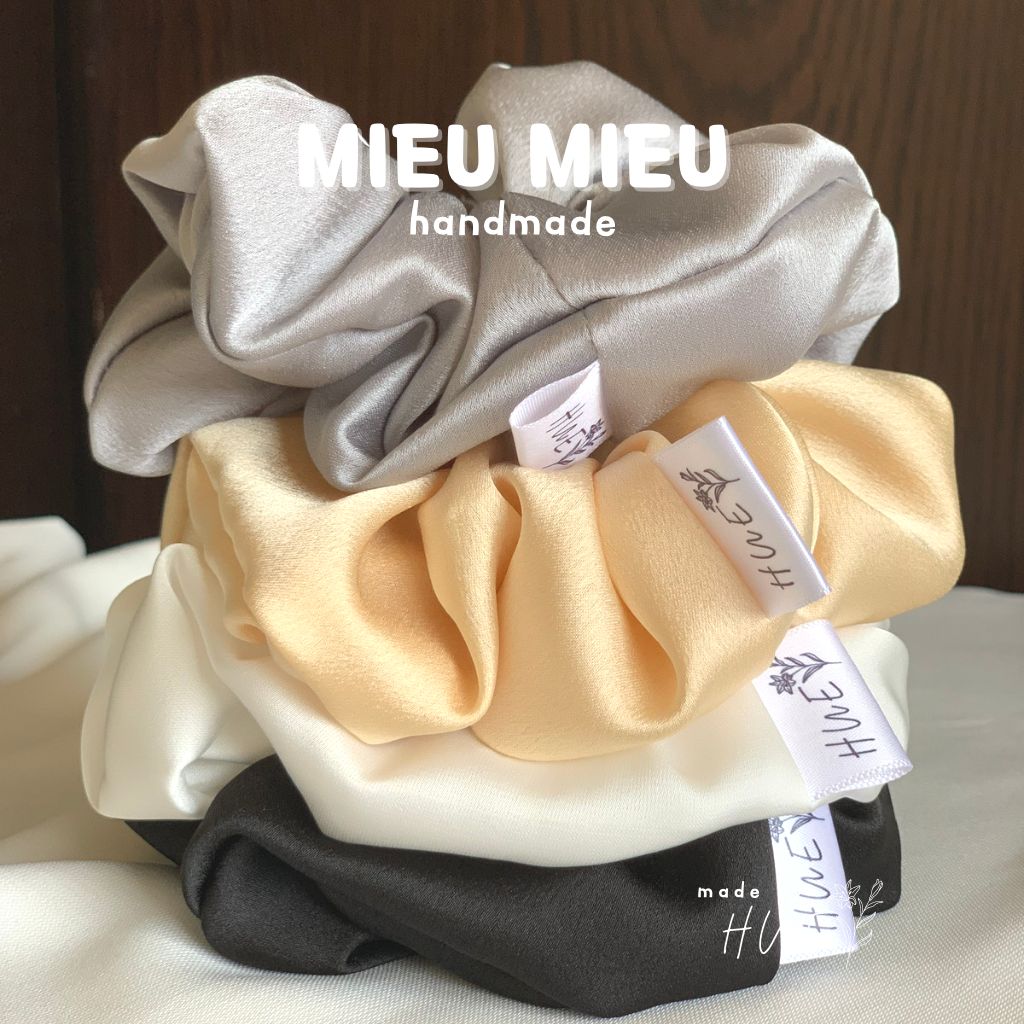 Cột tóc scrunchies handmade chất liệu lụa mềm mịn chun co giãn bảo vệ tóc S1010
