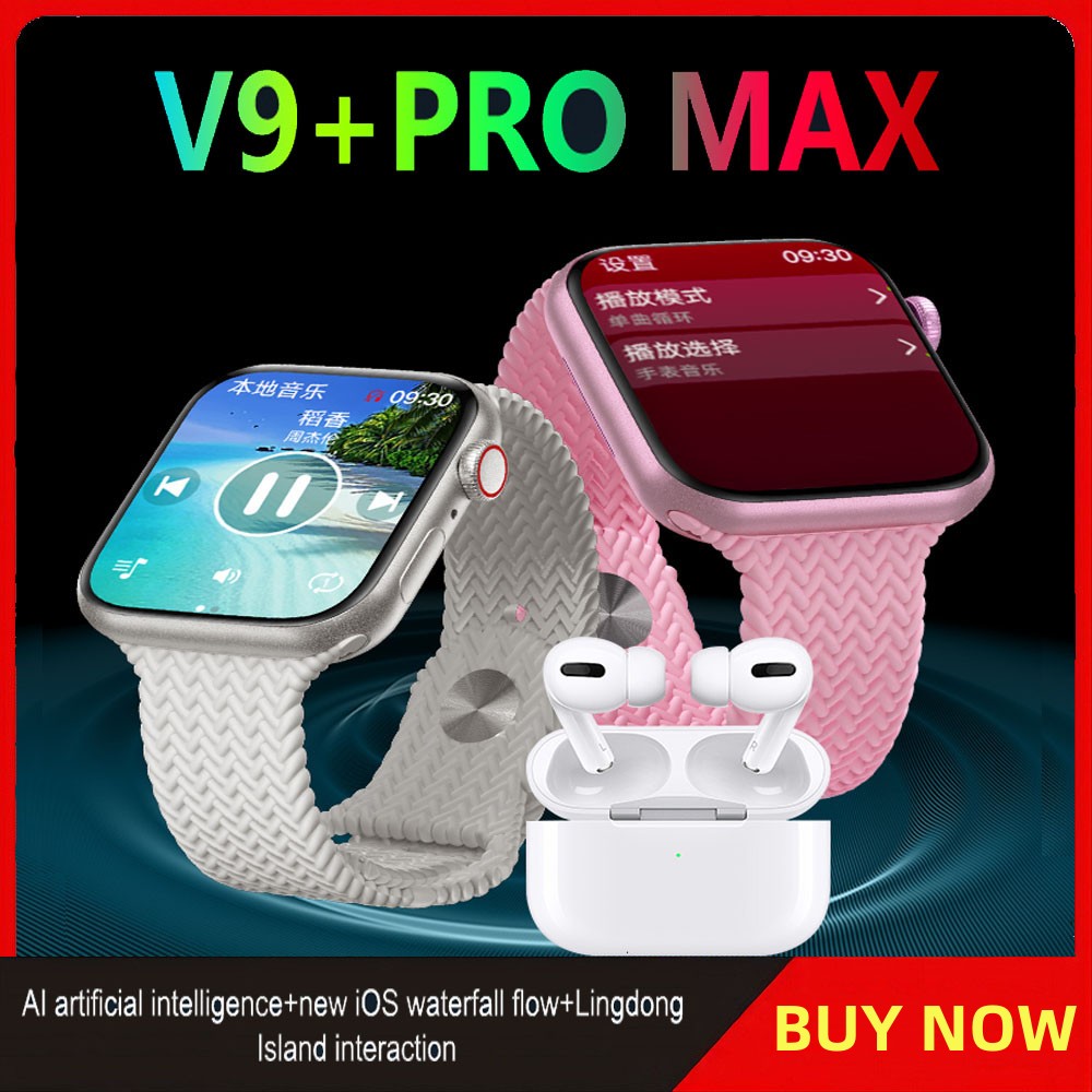 Mới v9+pro max smartwatch 1.97 inch amoled màn hình cảm ứng 2gb ram nhịp tim trợ lý giọng nói nfc bluetooth 5.2 android ios smartwatch