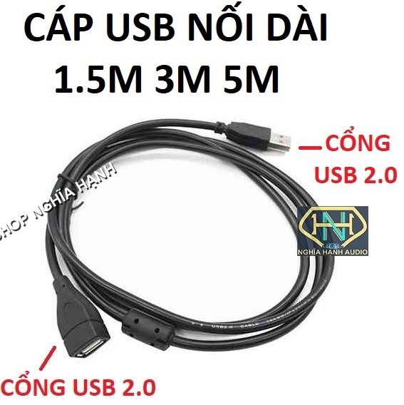 Cáp usb nối dài 1.5m 3m 5m chống nhiễu