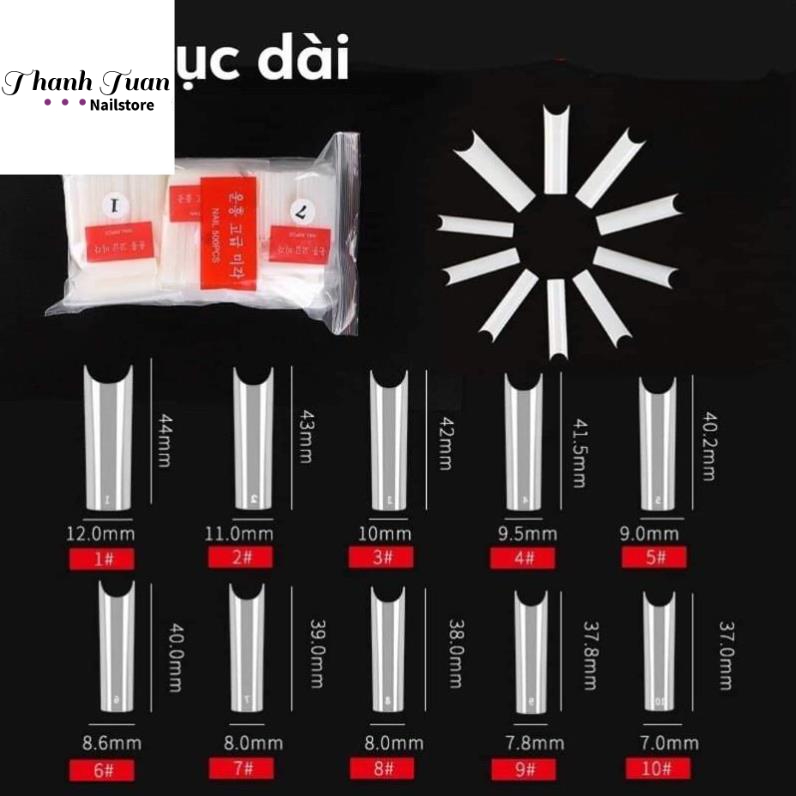 Móng tip ống tre, móng nối ống tre dài ngắn 2 màu đục trong - Phụ kiện đồ nail Thanh Tuấn