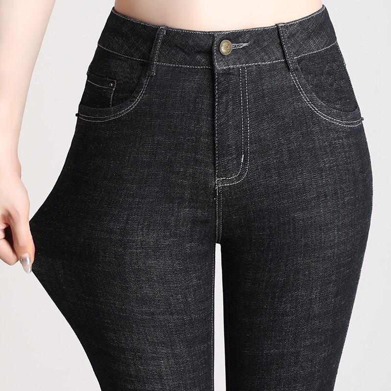 Quần Jean Nữ ĐEN XƯỚC BỐ (Có Size Đại) Lưng Cao Thời Trang Co Giãn Tốt - Quần Jeans Nữ Lưng Cao Co Giãn Tốt - CS04D1