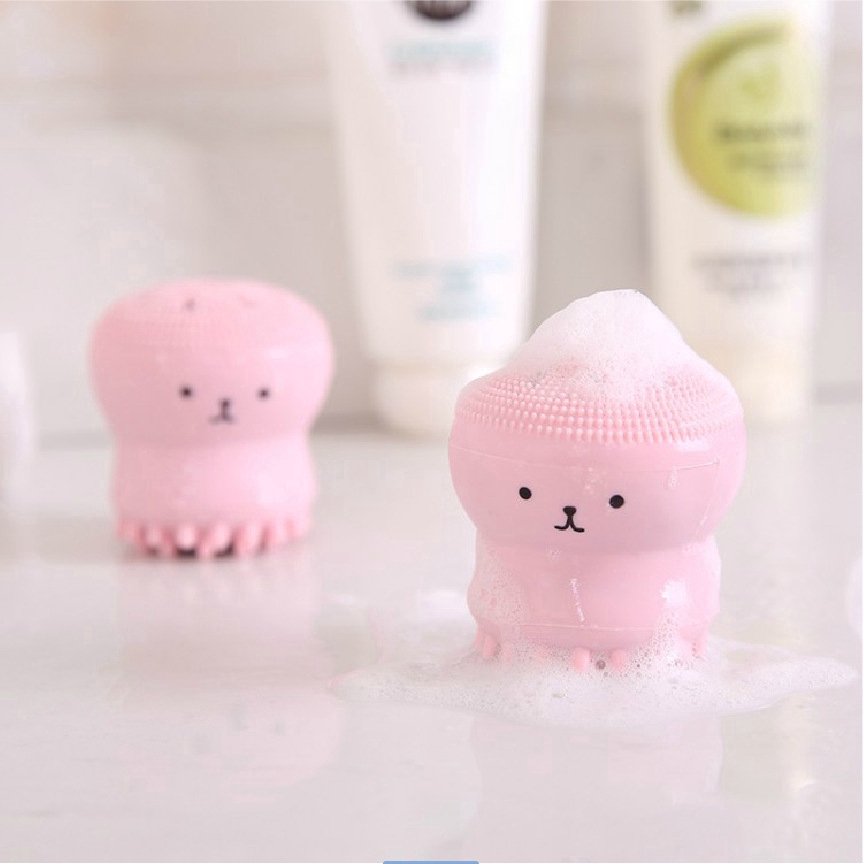 Bạch tuộc rửa mặt, bông cọ rửa mặt bạch tuôc, làm sạch da mặt, vệ sinh mặt - bàn chải rửa mặt không rát