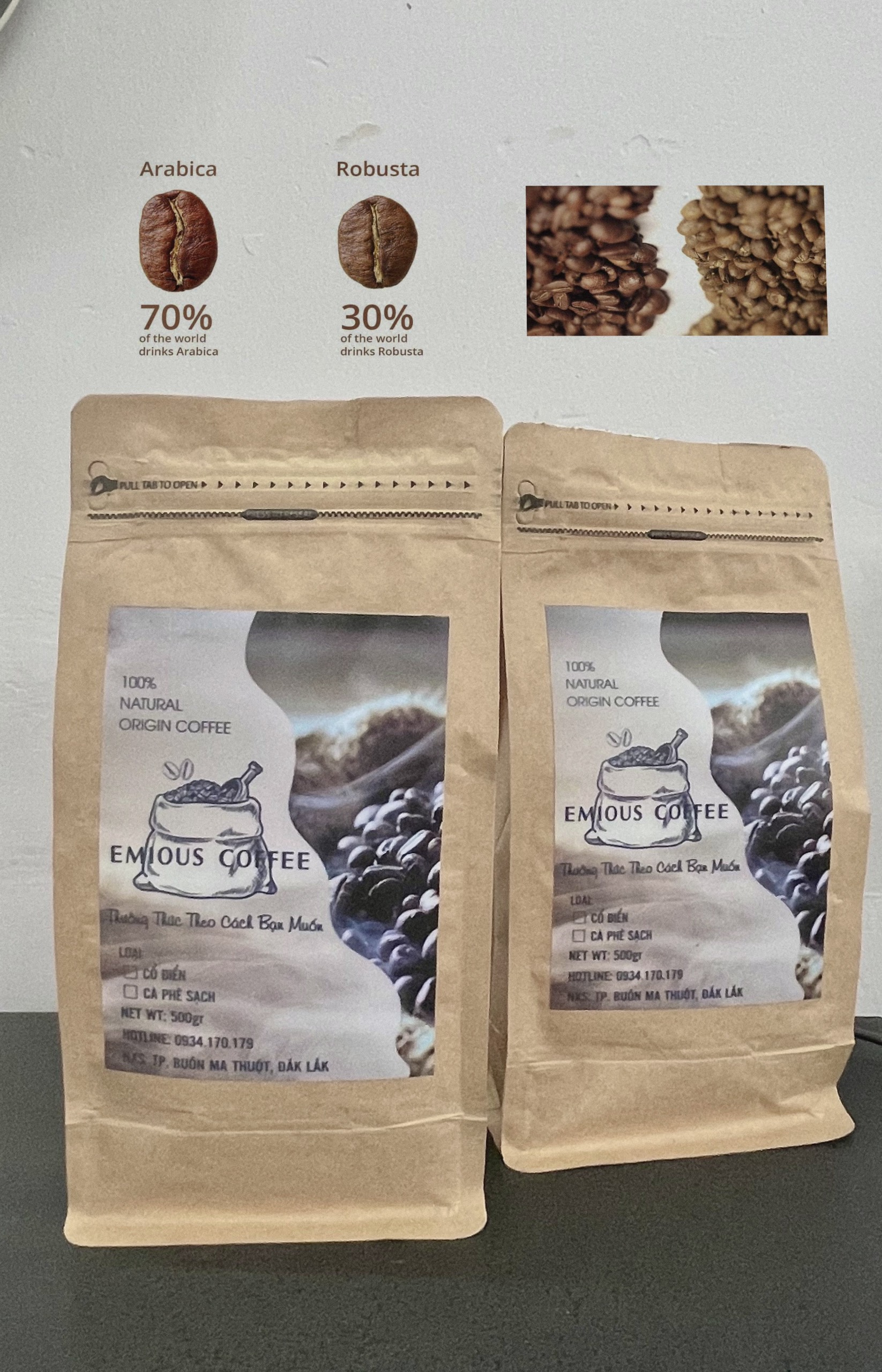 CÀ PHÊ HẠT ARABICA AND ROBUSTA/TỶ LỆ A 30% & RÔ 70%QUÁ HOÀN HẢO CHO 1 LY CÀ PHÊ ĐẲNG CẤP ĐỦ VỊ CHUA VÀ THƠM NGON -500GR GIÁ DÙNG THỬ