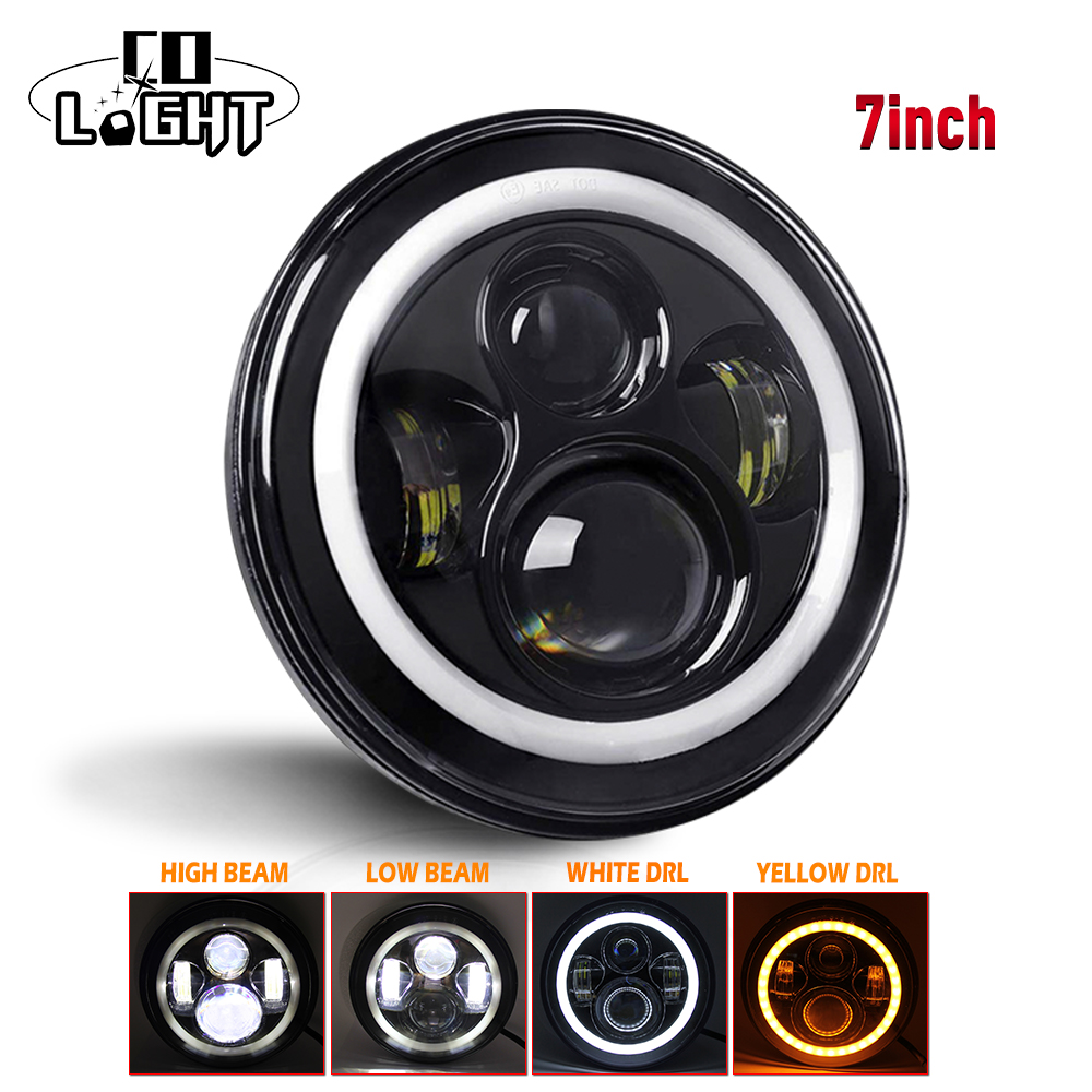 CO LIGHT Đèn Pha LED 7Inch Đèn Pha Led Mắt Quầng Sáng DRL 80W Tín Hiệu Rẽ Cao Thấp Chấm E9 12V 24V, Cho Lada Niva Offroad 4x4