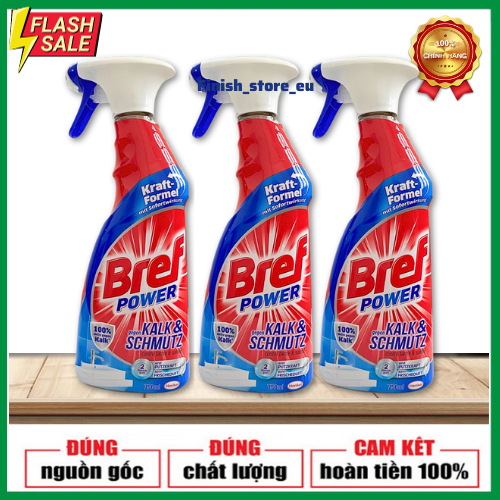 Chai xịt vệ sinh tẩy cặn vôi, canxi inox, vòi hoa sen, vách kính Bref Power lọ 750ml, chai xịt vệ sinh nhà tắm