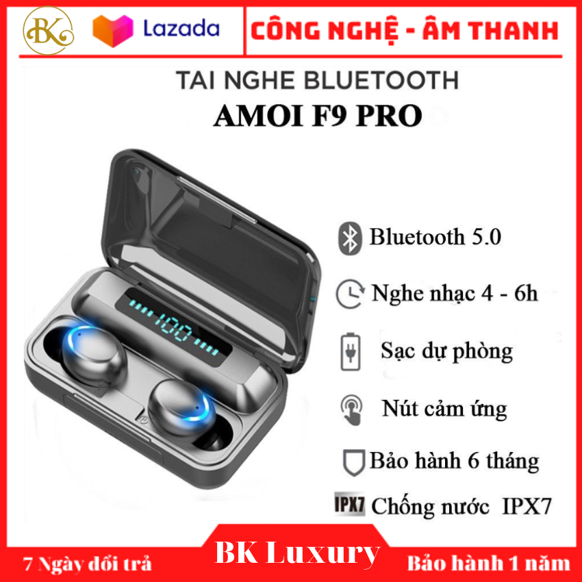 Tai nghe bluetooth cao cấp pin siêu trâu, dùng cho samsung, iphone, androind , tai nghe bluetooth f9 pro giá rẻ, tai nghe f9, tai nghe bluetooth f95 1k, 20k - Tai nghe bluetooth không dây