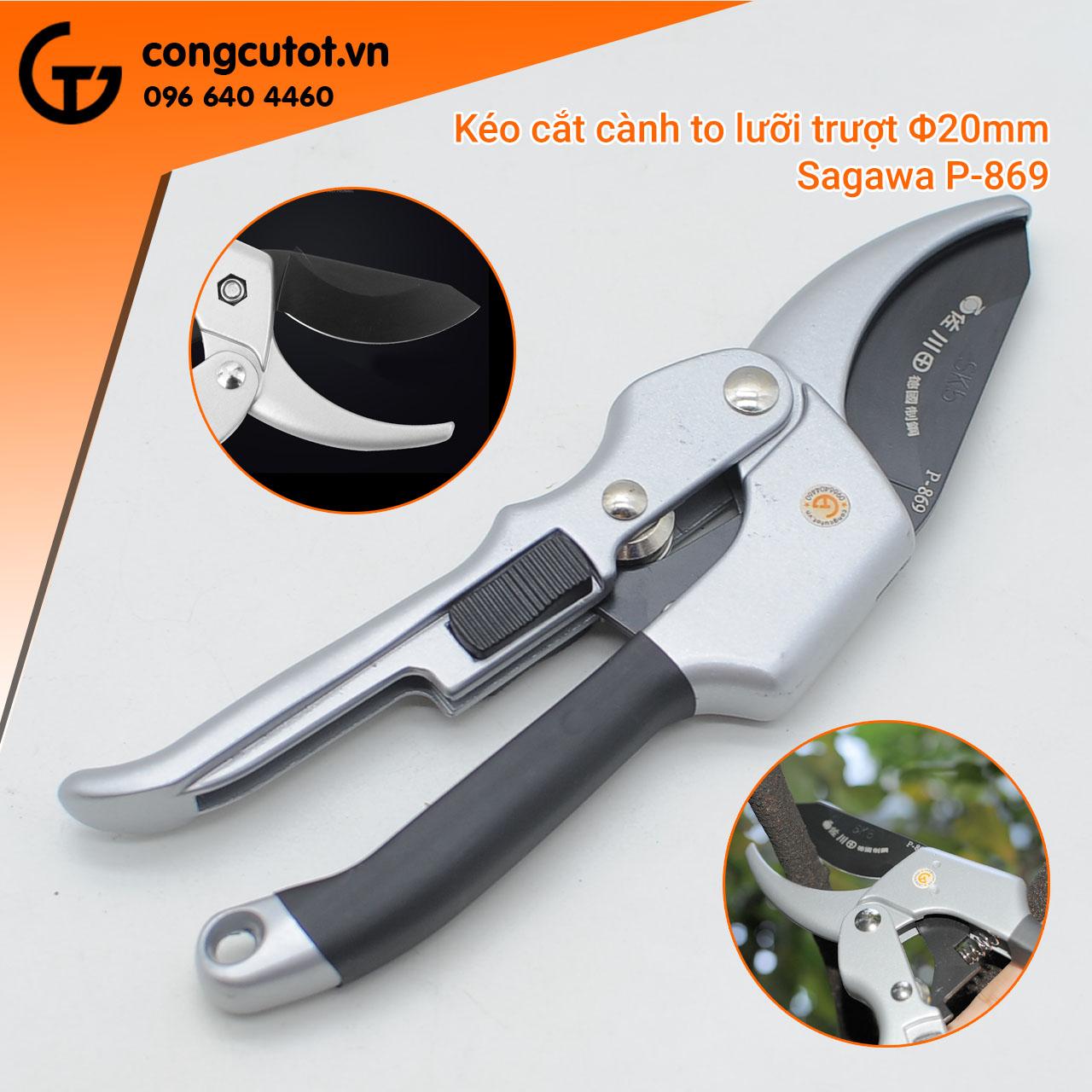 Kéo cắt cành to lưỡi trượt Φ20mm Sagawa P-869
