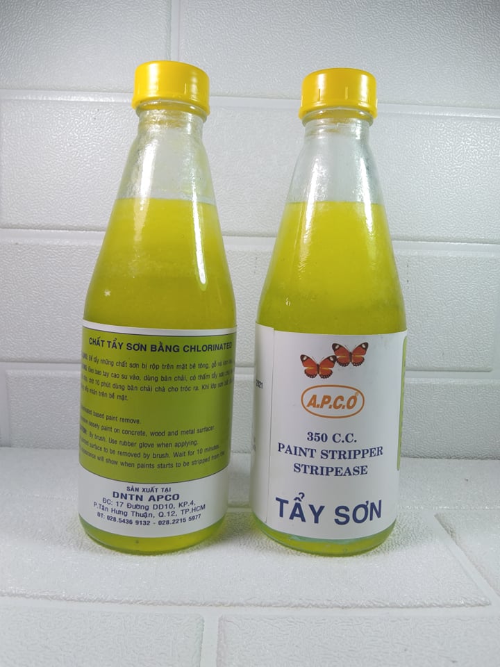 Chai tẩy sơn  Apoco 350C.C chuyên dùng cho tẩy các loại sơn cửa, sơn xe,...