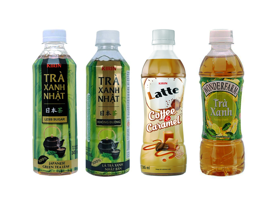 1 Thùng KIRIN 4 Vị (Ko đường - Nguyên Bản - Cafe Carame - Trà Xanh Chanh) /24 Chai*345ml