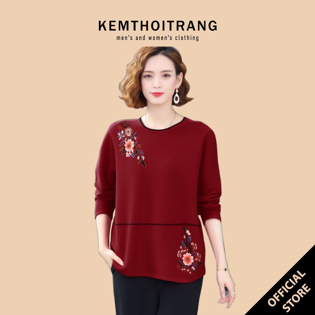 Áo thun trơn nữ trung niên cổ tròn chất cotton cao cấp co giãn