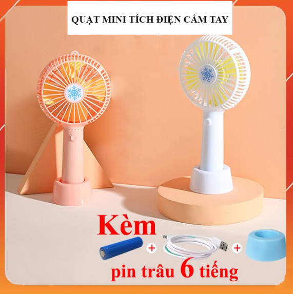 [XẢ KHO GIÁ SỈ] Quạt mini tích điện cầm tay siêu mát, nhỏ gọn, có đế để bàn 3 tốc độ gió [Có Chọn Màu]