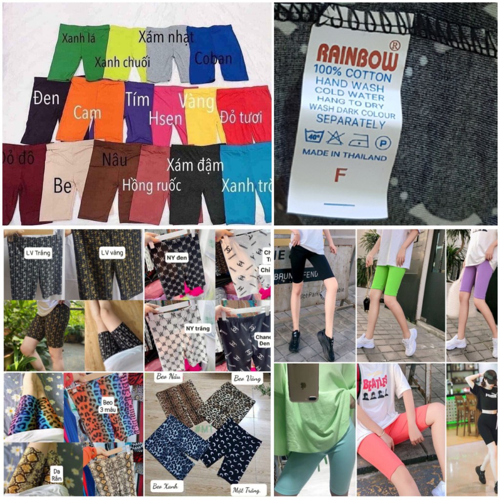 RAINBOW Quần ngố trên gối legging đùi chuẩn thun thái lan