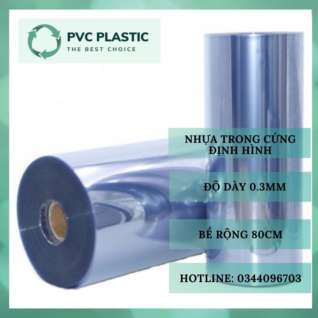 Cuộn mica cứng trong suốt, màng nhựa pvc cứng dày 3 zem