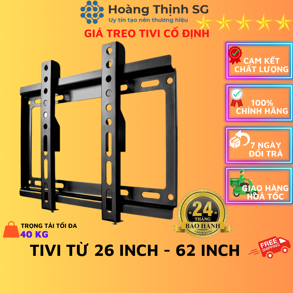 Giá treo tivi 26in-32in cố định, khung treo tivi 37in-42in cố định, giá treo tv 42in-60in
