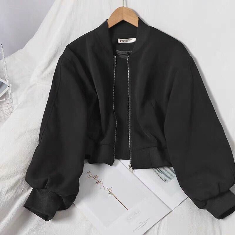 Áo Khoác Dù Nữ Croptop Cổ Bomber Cúc Bấm Mới - NGỌC HÂN FASHION - PTN FASHION